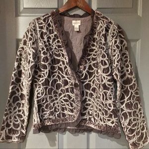 Chicos Velvet Silver Cord Kelly Blazer Jacket XS